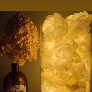 White Peony & Rose Garland String Lights: Handmade Floral Decor