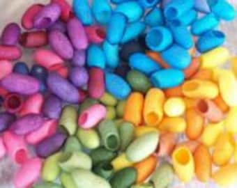 hand-dyed silk cocoons for spinning, felting, artyarns, jewelry design