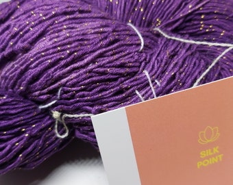 Seiba silk with banana fiber, fairly produced and fair trade Purple with Lurex