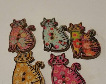colourful wooden buttons "Cats"