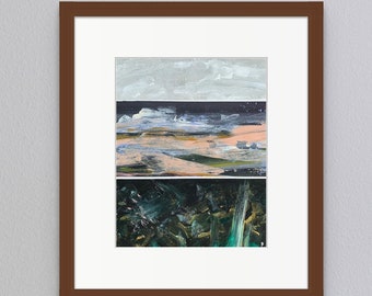 Abstract landscape artwork with clouds