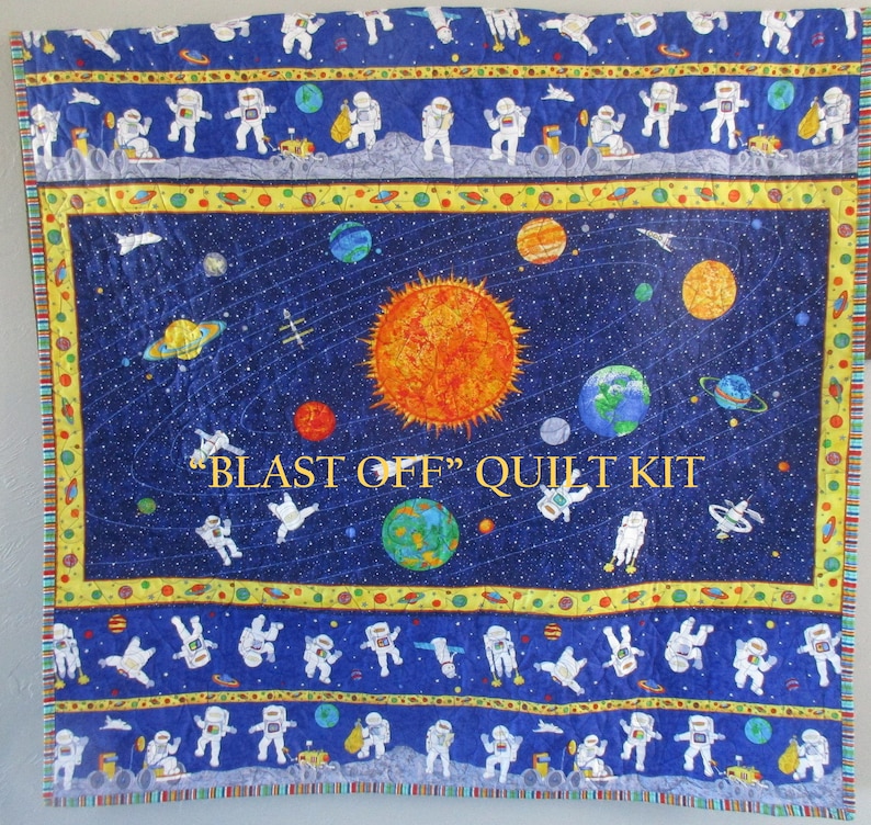 SPACE QUILT KIT-Includes Back /& BindingBlast OffNorthcottSolar SystemPlanetsStarsAstronautsQuickEasyBeginnerFree Shipping