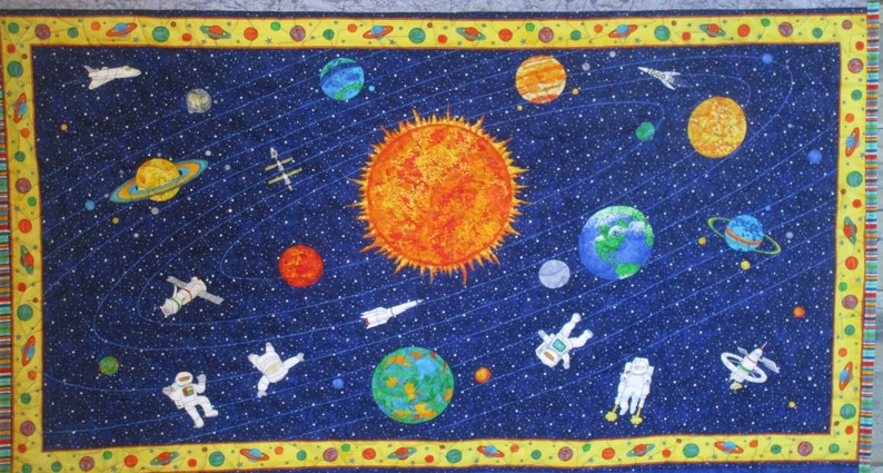 SPACE QUILT KIT-Includes Back /& BindingBlast OffNorthcottSolar SystemPlanetsStarsAstronautsQuickEasyBeginnerFree Shipping