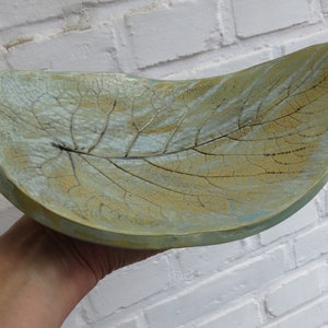 Blatt-Schale Keramik grün Schmuckschale extravagant Obstteller Unikat Bild 8