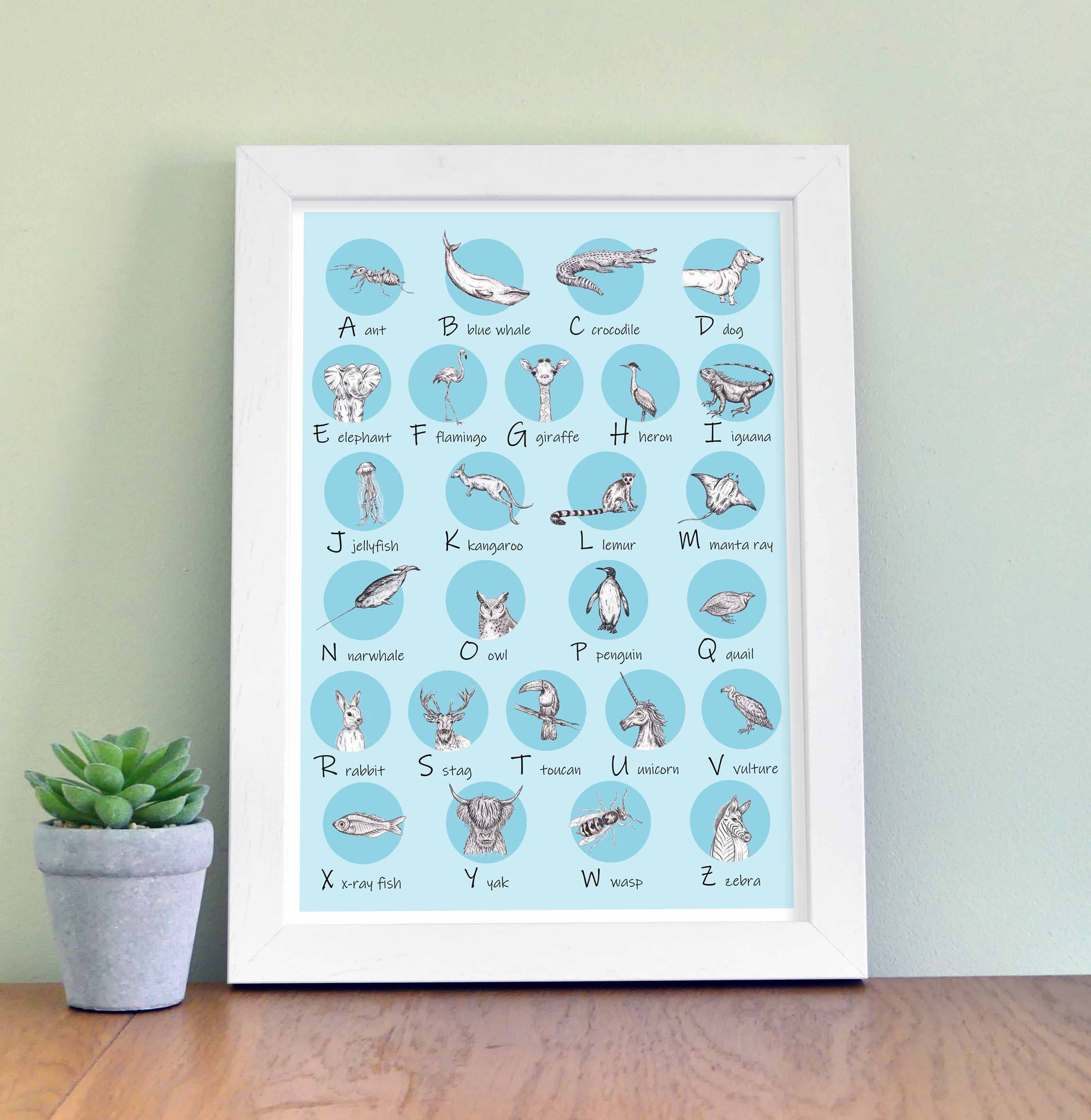 Animal Alphabet Art Print Nursery Animal Wall Art Animal Etsy
