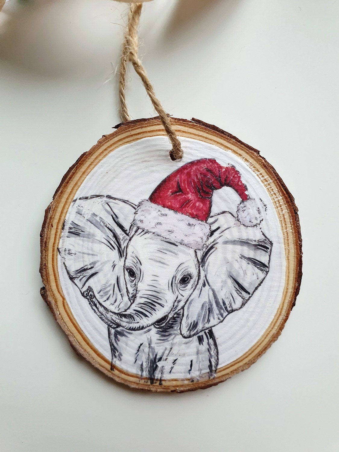 Rustic Animal Christmas tree decorations Wood slice Christmas Etsy
