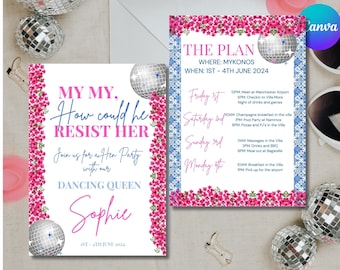 My My Mamma Mia | Hen Party (Bachelorette) Invitation Itinerary Invite | DIGITAL DOWNLOAD | Personalise Yourself |