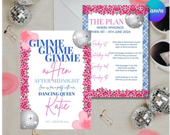 Mamma Mia Hen Party Invitation | Itinerary Invite (Digital Download)