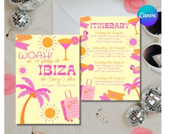Ibiza Hen Party Invitation | Editable Bachelorette Itinerary | Printable Digital Invite | Party Template