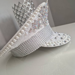 Crystal Rhinestone Pearl Embellished Captain Military Hat Birthday 21 , 30, 40 ,50 etc. image 5