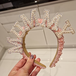 Handmade Mummy To Be Pearl Headband Crown Baby Shower