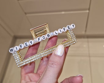 WIFEY FOR LIFEY Hold Rhinestone Claw Hair Clip Bridal Shower Hen Party