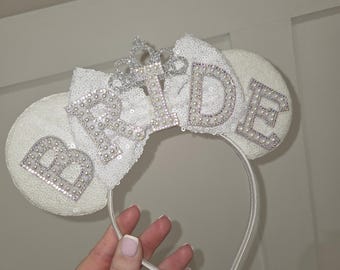Kristall Strass Perle Braut Disney Ohren Stirnband - Braut & Bachelorette Accessoire