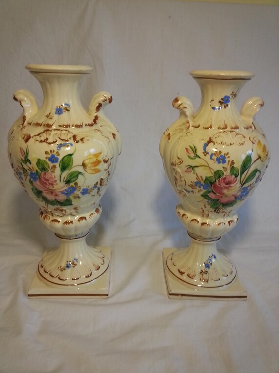 Vintage Made In Italy Vases Ceramic Flowers Etsy