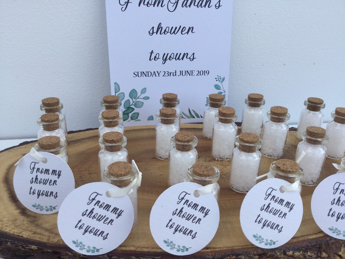 Baby Shower Favours Bath Salts in Glass Bottles From My Etsy