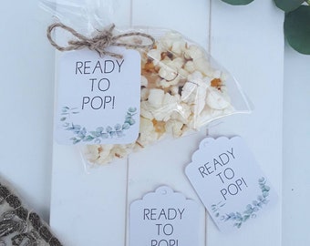 Eucalyptus baby shower - Ready to pop tags - popcorn tags - personalised