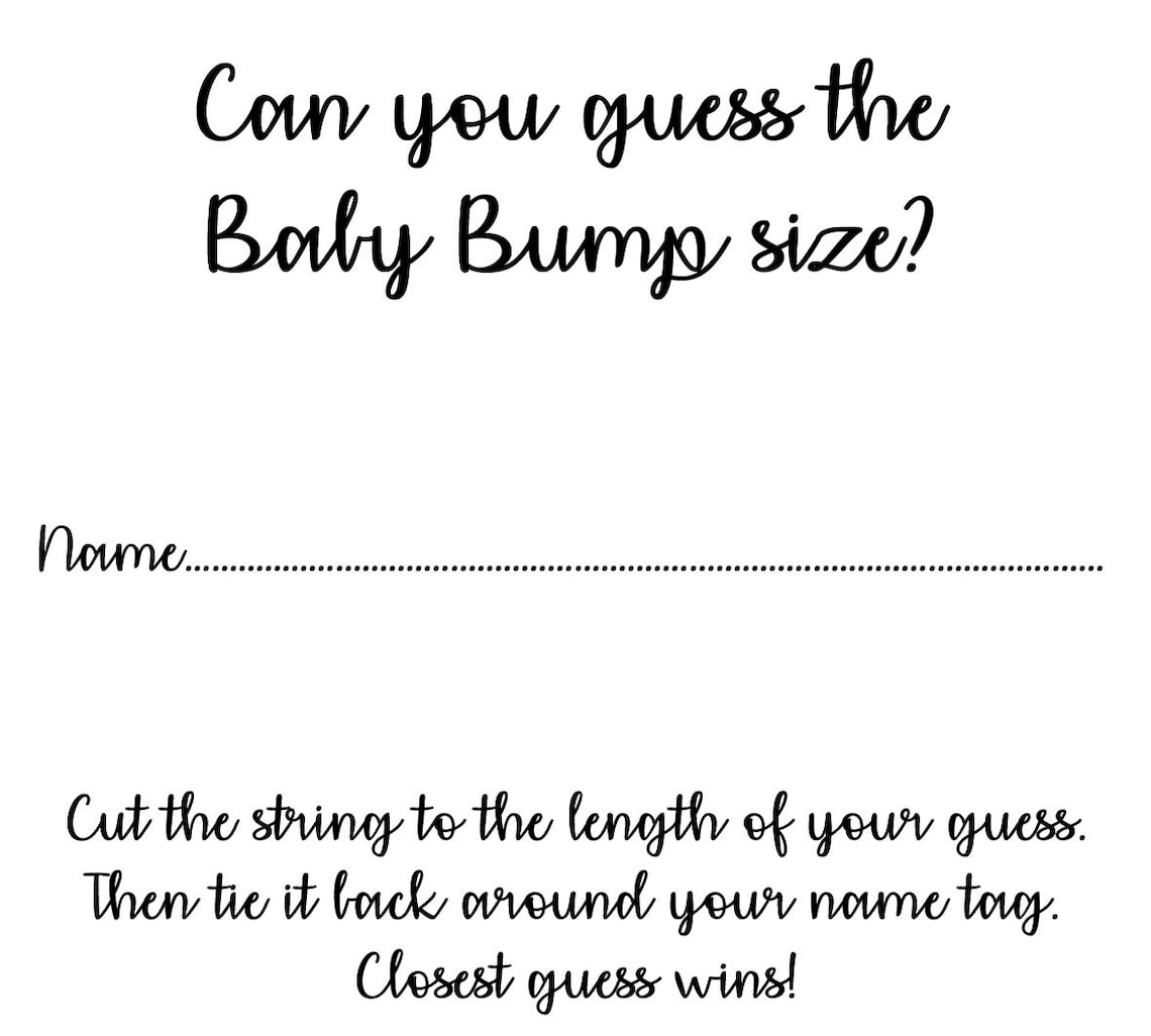 Baby Shower Game Guess the Bump Size Instand Download Etsy