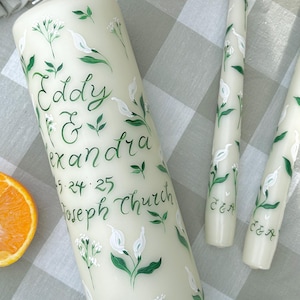 Hand Painted Unity Candle Set, Personalised Wedding Candles, Bride & Groom Gift, Wedding Gift for Couple, Engagement or Anniversary Gift
