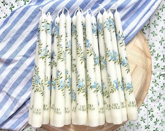 Bougies coniques florales peintes à la main, Bougies pour dîner, Bougies de mariage, Bougies florales, Bougies peintes à la main, Bougies peintes