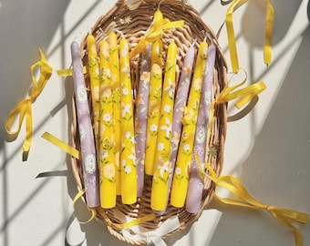 Hand Painted Easter Candles, Spring Table Decor