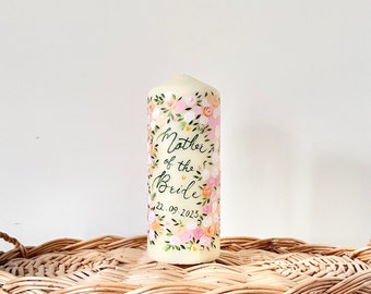 Personalised Wedding Candles, Unity Candles, Painted Pillar Candle, Unity Candle, Wedding Favours, Pillar Candles, Hand Painted Candles