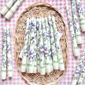 Floral Hand Painted Taper Candles, Dinner Candles, Wedding Candles, Floral Candles, Hand Painted Candles, Painted Candles