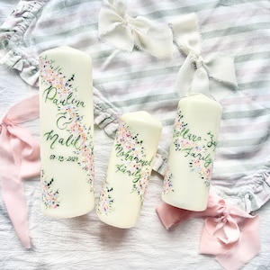Personalised Wedding Candles, Bride and Groom Gift, Floral Personalised Anniversary or Wedding Candle, Wedding Gift for Couple