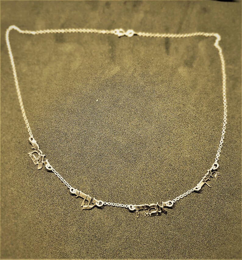 4 Name Necklace \u2022 Hebrew Name Necklace \u2022 Gold Plated 18K \u2022 Whit option to choose 2 Names Or 3 Names \u2022
