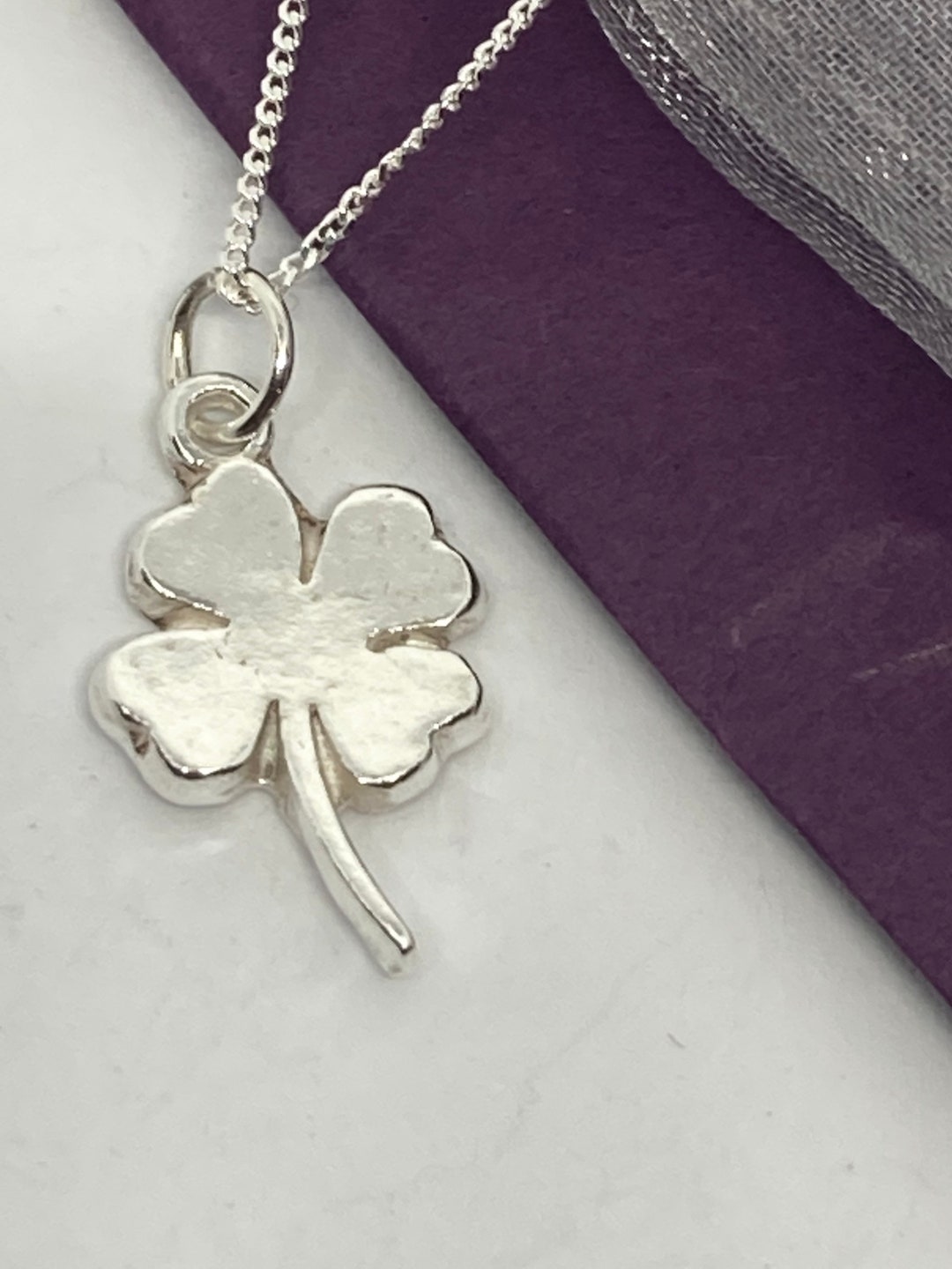 Fine Silver Lucky 4 Leaf Clover Handmade Pendant on an 18” Sterling ...