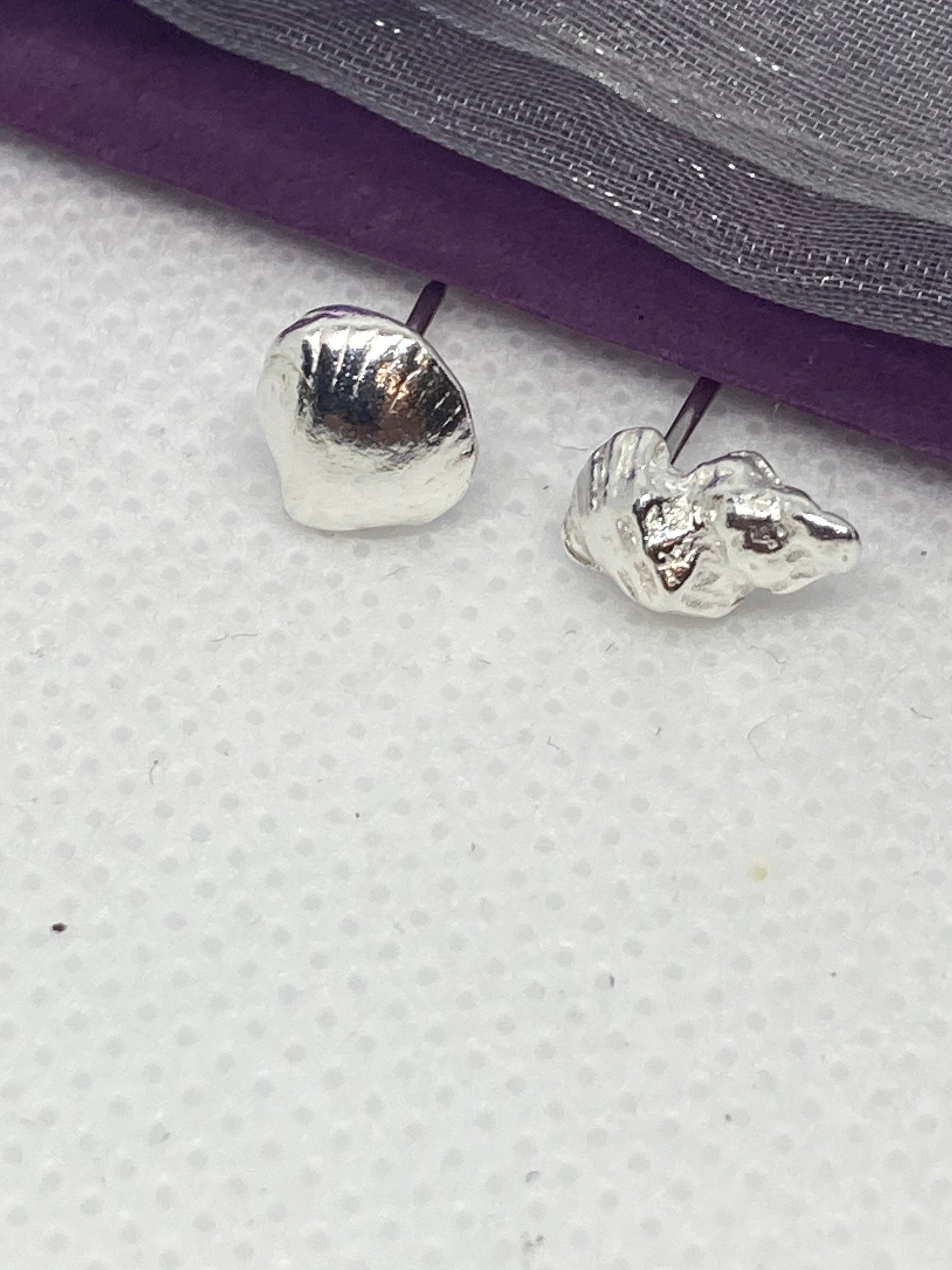 Delicate Tiny Cockle and Whelk Shell Fine Silver Studs Etsy