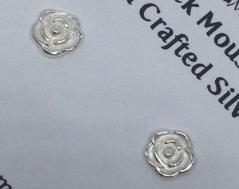 Delicate tiny flower fine silver studs