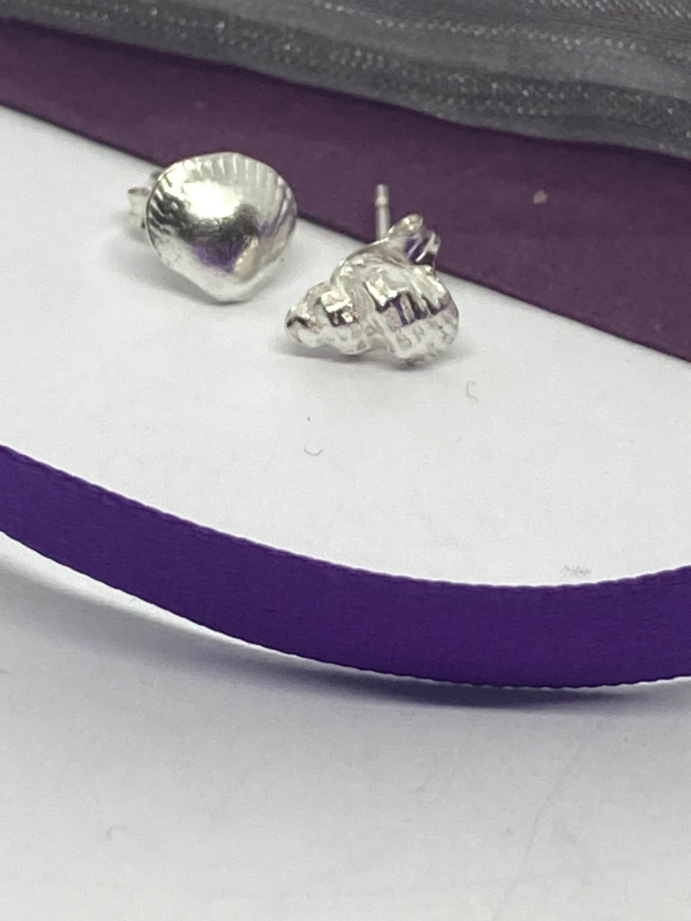Delicate Tiny Cockle and Whelk Shell Fine Silver Studs Etsy