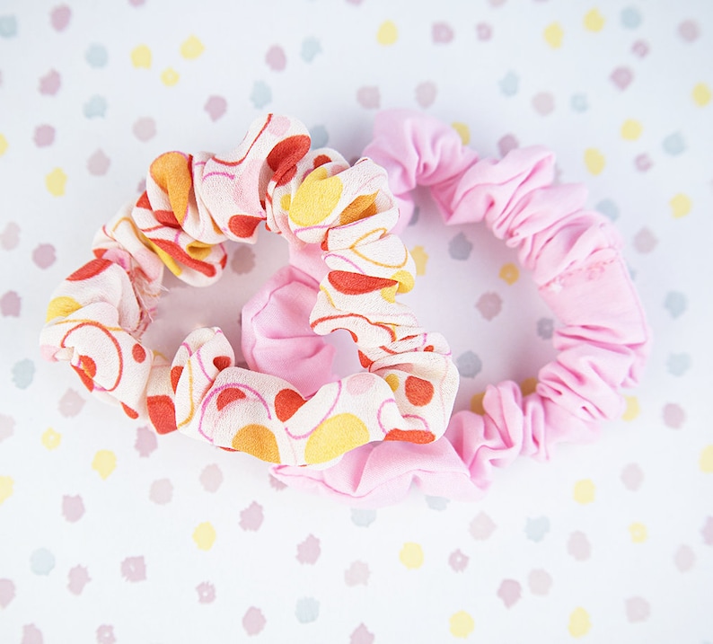 Retro scrunchies Two pack scrunchie set Floral scrunchies Groovy pink and orange scrunchie set XL scrunchies