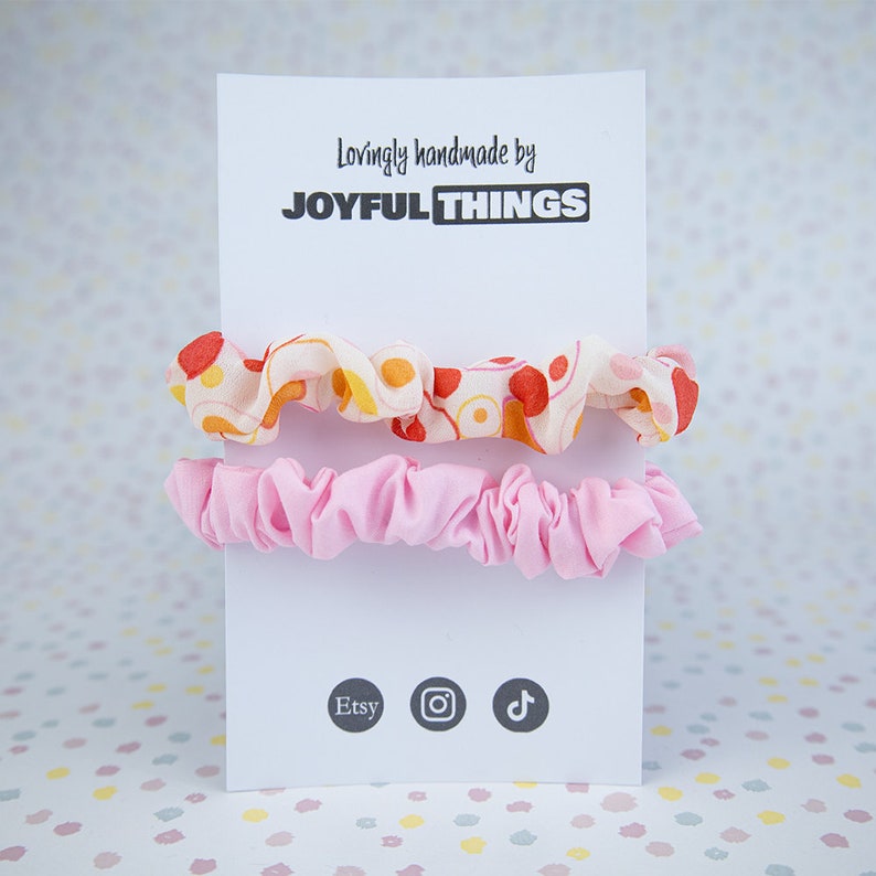 Retro scrunchies Two pack scrunchie set Floral scrunchies Groovy pink and orange scrunchie set XL scrunchies