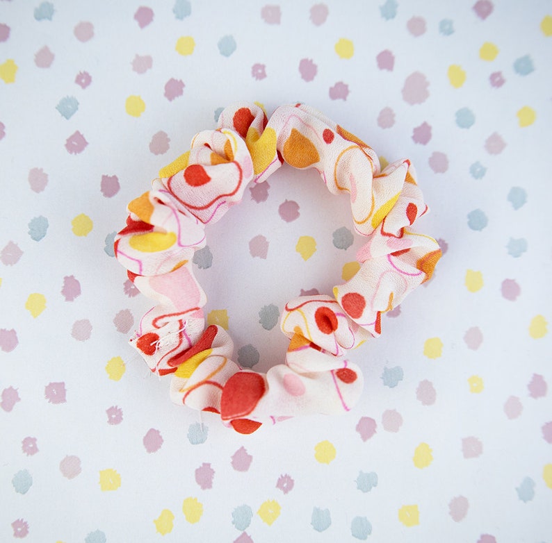 Retro scrunchies Two pack scrunchie set Floral scrunchies Groovy pink and orange scrunchie set XL scrunchies