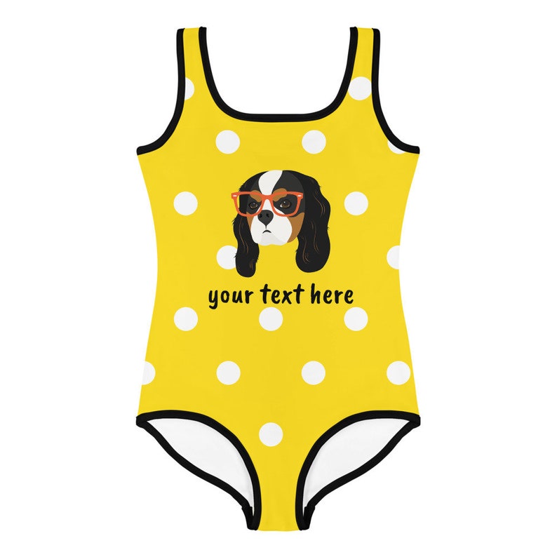 Custom Dog Kids Swimsuit Personalized Cavalier Kids Swimsuit Cavalier Kids Swimsuit Custom Kids Dog Bathing Suit Toddler Dog Swimsuit