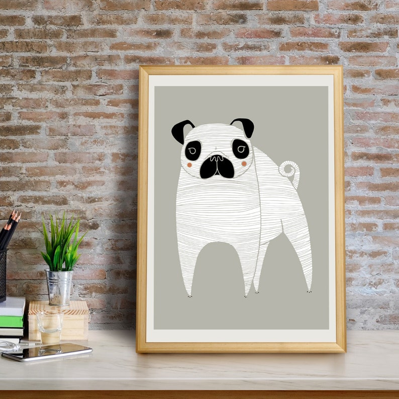 Pug Art Print Wall Decor Giclée Home Gift Portrait