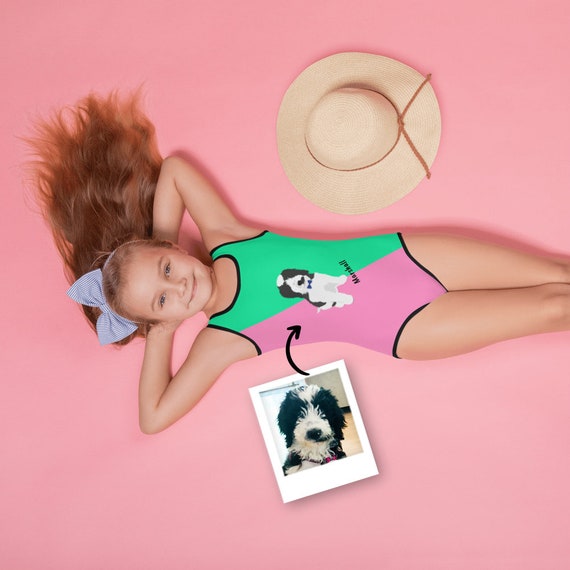Custom Dog Kids Swimsuit Personalized Cavalier Kids Swimsuit Cavalier Kids Swimsuit Custom Kids Dog Bathing Suit Toddler Dog Swimsuit