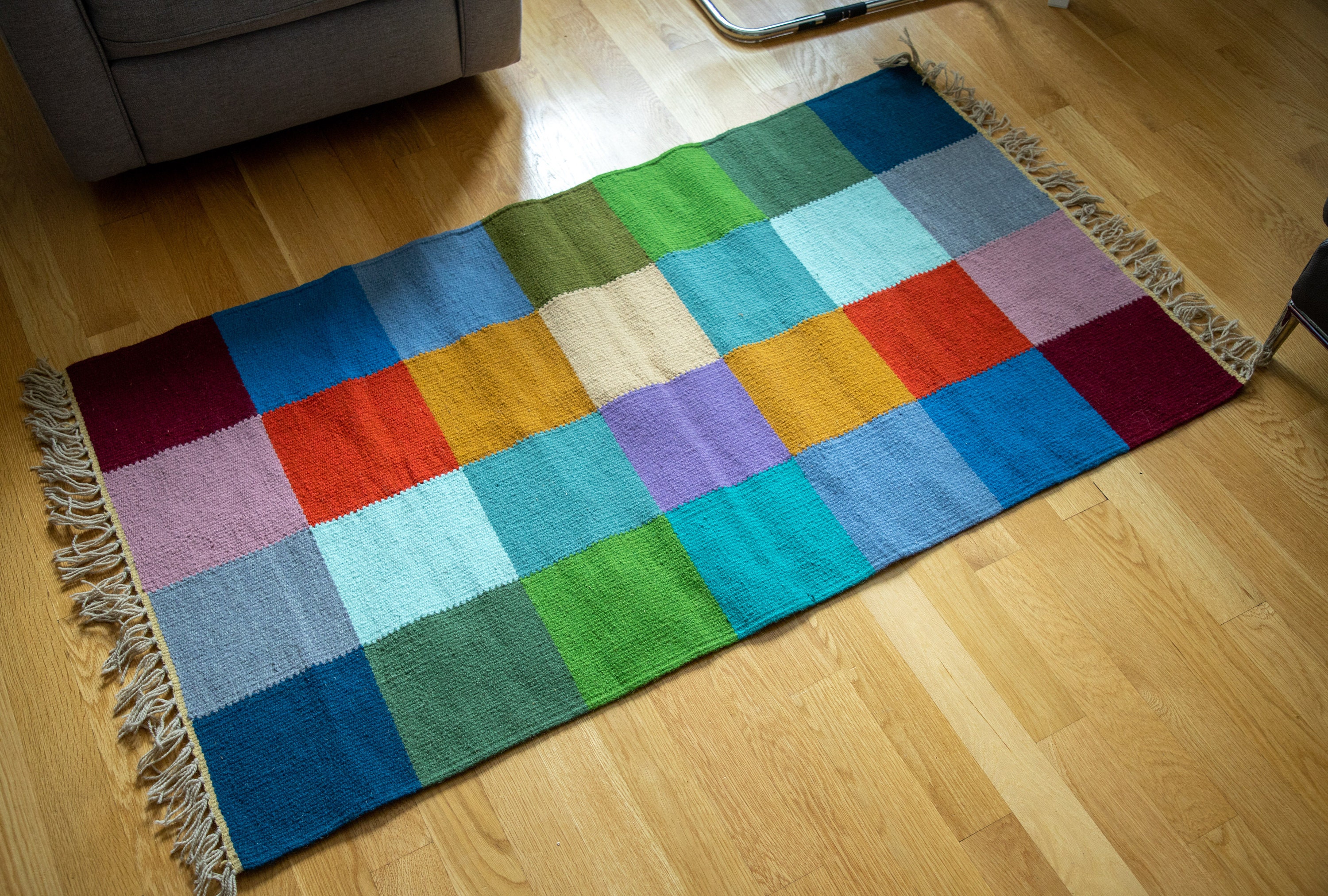 Modern Rainbow Kilim Wool Carpet Colorful Geometric Design Etsy UK