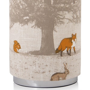 Handmade Fryett's Tatton , Tree and Stag fox Table Chrome Pad Lamp/ Nightlite, Animal Nature Home Decor, UK image 2