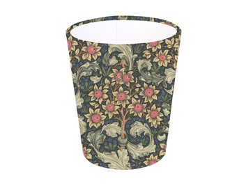 Handmade William Morris Orchid Waste Paper Bin, Made in UK, Floral Theme, Yellow and Red Flowers, Home Decor Gift