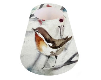 Handmade  Voyage Maison Snowy Song Blue Bird CANDLE SHADE || Small lamp shade, Red Robin, Colourful Home Decor Gift, Small Light Shade, UK