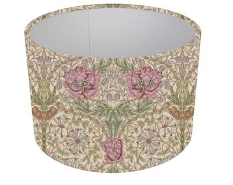 William Morris Honeysuckle Rose Cylinder / Drum Lampshades / Pendant Shade / Table, Colourful Home Decor, Handmade in UK, Custom Shade