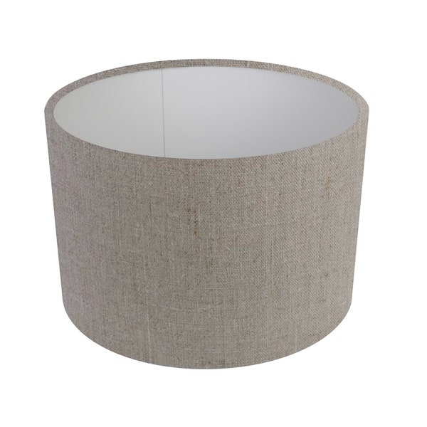 Handmade French Natural Linen Cloth Cylinder / Drum Lampshade, Pendant Light Shade, Home Decor, Custom Lampshade, Handmade in UK