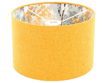 SHETLAND/SILVER BIRCH Shadow Mustard Yellow Brushed Linen Style Drum Lampshade/Pendant/Table,Ceiling, Colourful Unique Modern Home Decor, Uk