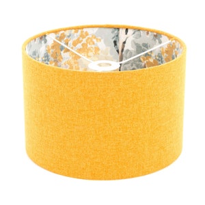 SHETLAND/SILVER BIRCH Shadow Mustard Yellow Brushed Linen Style Drum Lampshade/Pendant/Table,Ceiling, Colourful Unique Modern Home Decor, Uk