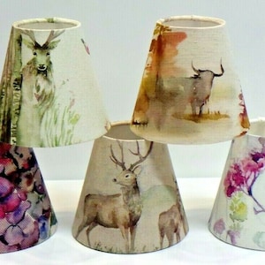 Handmade VOYAGE Maison Enchanted Forest / Moorland Stag CANDLE SHADE Small lamp shade, Nature Theme Natural Woodland Floral Home Decor Gift image 1