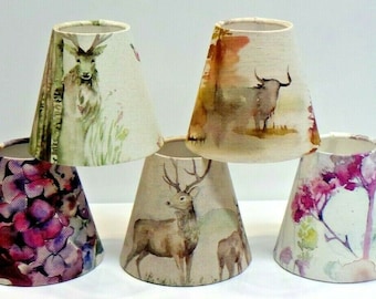 Handmade VOYAGE Maison Enchanted Forest / Moorland Stag CANDLE SHADE Small lamp shade, Nature Theme Natural Woodland Floral Home Decor Gift