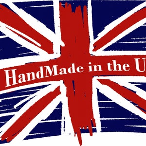 May include: A red, white, and blue hand-drawn Union Jack flag with the text "HandMade in the UK" across the center.