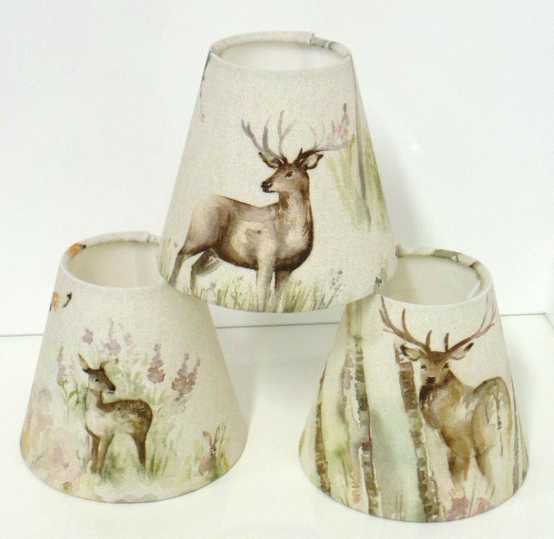 Handmade VOYAGE Maison Enchanted Forest / Moorland Stag CANDLE SHADE Small lamp shade, Nature Theme Natural Woodland Floral Home Decor Gift image 2